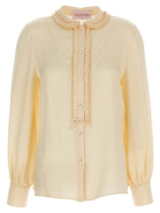 Valentino Garavani Beige Silk Womens Blouse