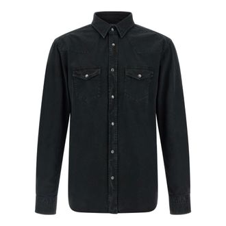 Tom Ford Overhemden, Heren, Zwart, XL, Katoen, Western Shirt