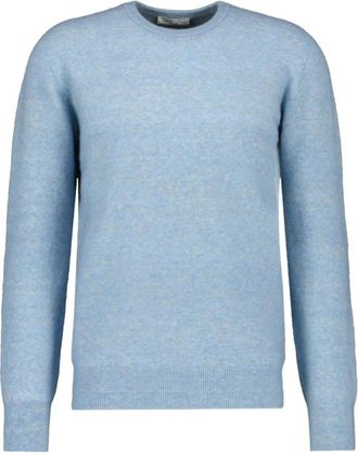 Roberto Collina Trui met merinowol - Heren - Ronde hals truien - Blauw - XL - Wol - Truien & Vesten