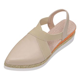 Generic 2026 Women Slippers Closed Toe Sandals Arch Support Orthopedic Platform Buckle Ankle Strap Walking Sandal Boho Elegant Dressy Summer Shoes (Beige, 6.5