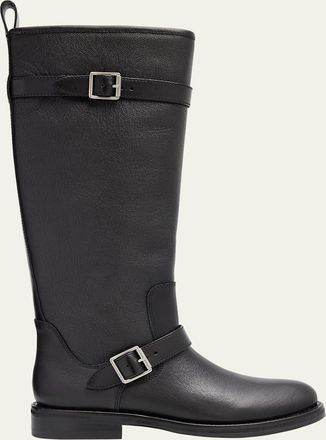 SIMKHAI Noah Leather Buckle Knee-High Boots