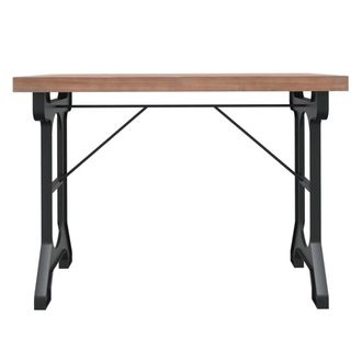 Berkfield Home Decorative Dining Table 110x65x82 cm Solid Wood Fir & Iron in Brown | Size: 110 x 65 x 82 cm