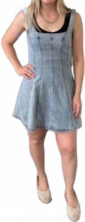 RD Style Short Denim Dress In Blue