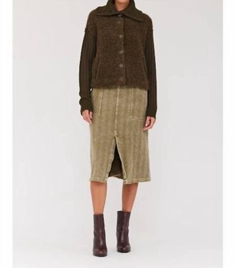 Raquel Allegra Work Skirt In Gold Green