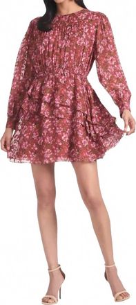 Sachin & Babi Meg Floral Ruffle Chiffon Mini Dress In Red