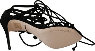 Dolce & Gabbana Black Suede Strap Stilettos Shoes Womens Sandals