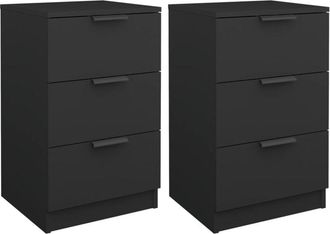 vidaXL Bedside Cabinets 2 pcs Black 40x36x65 cm Vidaxl