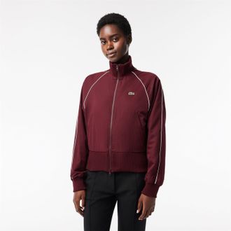 Lacoste Womens Full Zip Long Sleeve Athletic Top in Zin - Red - Size 14 UK