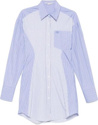 Stella McCartney Gestreepte Shirt Mini Jurk - Dames - Shirt Kleedjes - Blauw - 2XS - Katoen - Kleedjes
