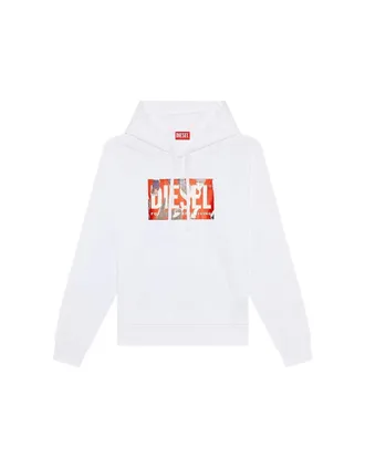 Diesel Mens Diesel Torn Logo White Hoodie - Size: 36