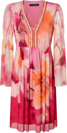 Ana Alcazar Elegante Zwarte Midi Jurk - Dames - Casual kleedjes - Roze - S - Polyester - Kleedjes