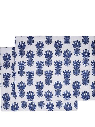 La DoubleJ pineapple-print tablemats (set of 2) - unisex - Linen/Flax - One Size - Blue