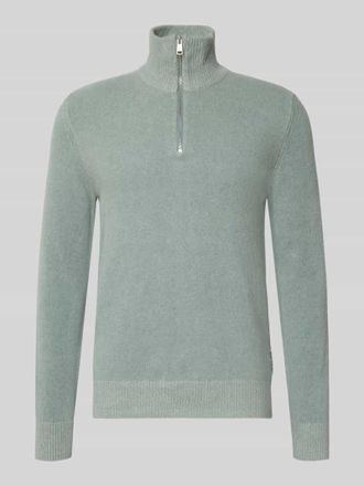 Marc O'Polo Regular Fit Troyer aus Baumwoll-Schurwoll-Mix in Eisblau, Größe XL