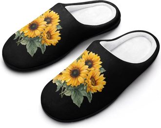 Generic Sunflowers Painting Funny Mens Cotton Slippers Soft Non-Slip Rubber Sole House Slipper Indoor Outdoor