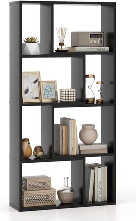 Costway Costway - 5-Tier Geometric Bookshelf 120 cm High Bookcase Storage Organizer Black