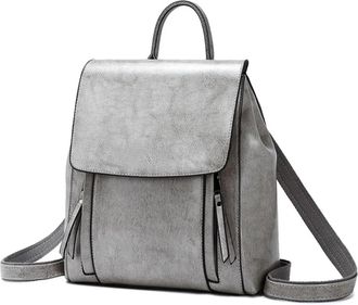 Generic Women Backpack Cross Body Shoulder Bag Genuineleather Girls School Female Natural Skin Book Laptop Rucksack Messenger Bags(Grey)