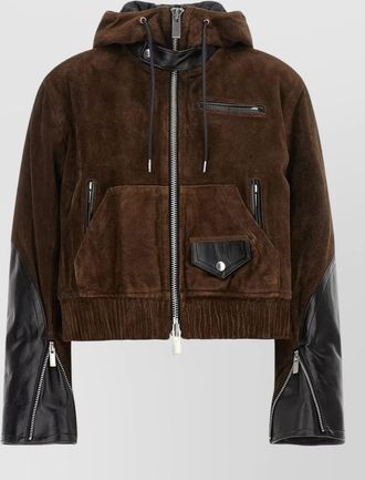 sacai leather cropped jacket