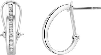LuvMyJewelry Bloom Channel Set Diamond Huggie Hoop Earrings in 14K Gold in 14K White Gold at Nordstrom