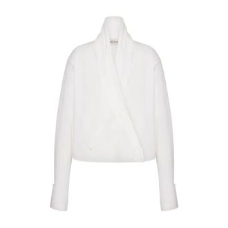 Alberta Ferretti Overhemden, Dames, Wit, S, Katoen, Wikkelblouse