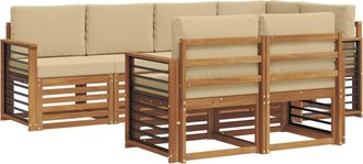 vidaXL Conjunto De Sof&aacute;s De Exterior 7 Uds. Natural Y Beige Poli&eacute;ster Vidaxl