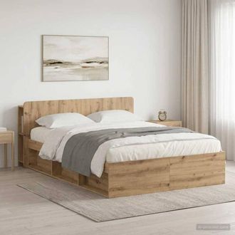 Berkfield Home Bed Frame with Storage Artisan Oak 135 x 190 cm Engineered Wood in Brown