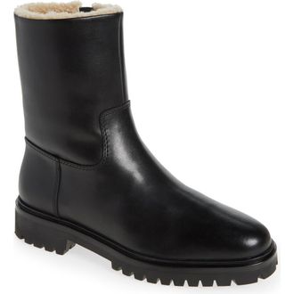 Loeffler Randall Damian Genuine Shearling Bootie in Black/Cream at Nordstrom Rack, Size 10.5