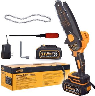OEM Motosierra Inal&aacute;mbrica, Motosierra Miniatura, Motosierra El&eacute;ctrica A Bater&iacute;a Con Bater&iacute;a Recargable De 21 V Para &Aacute;rboles, Ramas, Poda Y Corte De Mader