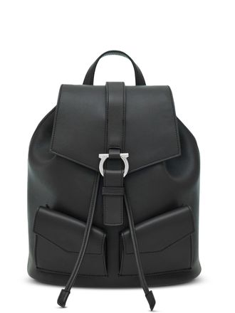 Ferragamo Smooth Calf Leather Backpack with Silver-Tone Buckle