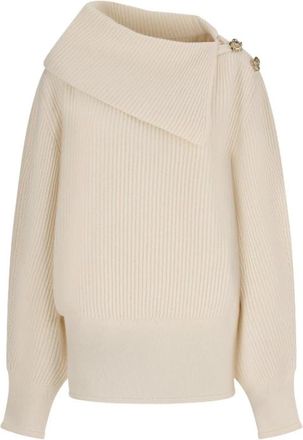 Blumarine Maglia Costa Ingl. - Dames - Ronde hals truien - Wit - XS - Truien & Vesten