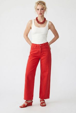 Mixray Hoge Taille Wijde Denim Jeans
