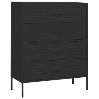 vidaXL Armario De Cajones De Acero Negro 80x35x101,5 Cm Vidaxl