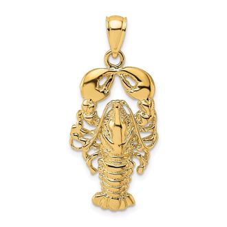 Diamond2Deal 10k Yellow Gold 2-D Textured Maine Lobster Charm Pendant