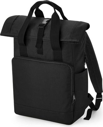 BagBase BG118L Recycled Twin Handle Roll-Top Laptop Backpack - Black