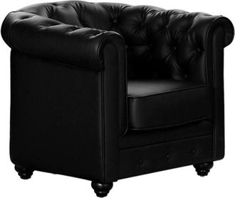 Vente-Unique Vente-unique - Poltrona chesterfield in similpelle Nera