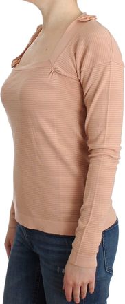 Ermanno Scervino Womens Orange Wool Blend Striped Long Sleeve Top Nylon