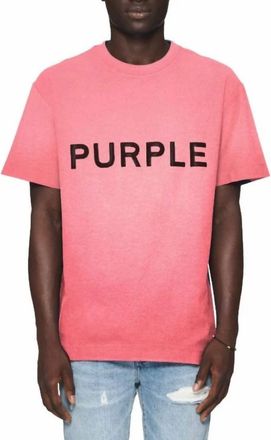 Purple Wordmark Textured Short Sleeve Tee In Desert Rose