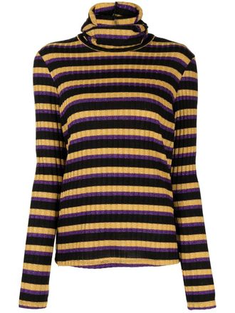 Anna Sui striped roll-neck jumper - Yellow