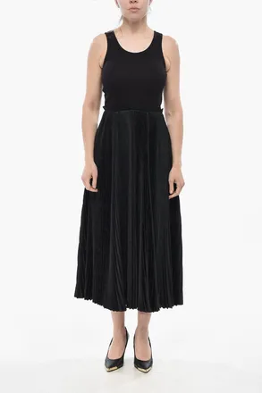 Balenciaga Midi Dress with Jacquard Pleated Skirt Balenciaga
