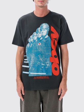Obey T-shirt girocollo in puro cotone con stampa grafica e logo a contrasto