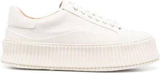 Jil Sander canvas low-top sneakers - women - Calf Leather/Rubber/Fabric - 38 - Neutrals