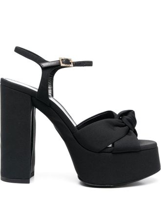 Saint Laurent Bianca 85mm platform sandals - women - Calf Leather/Calf Leather/Fabric/Rubber - 37 - Black