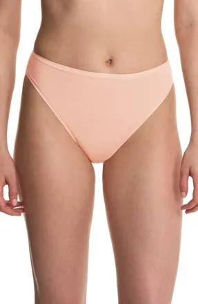 Natori Bliss Bare Cotton High Cut Briefs in Seashell at Nordstrom, Size X-Small