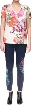 Johnny Was The Janie Favorite Henley Tee In White Multi