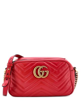 Gucci GG Marmont matelass&eacute; kleine leren crossbodytas - Rood