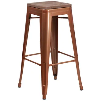 Flash Furniture 30 High Backless Copper Barstool with Square Wood Seat