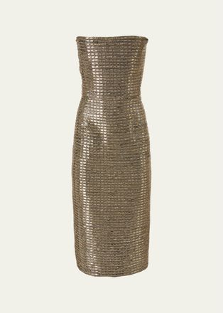 Carolina Herrera Strapless Embellished Midi Dress