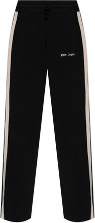 Palm Angels Broeken, Dames, Zwart, M, Wol, Broek met stiksels op de pijpen