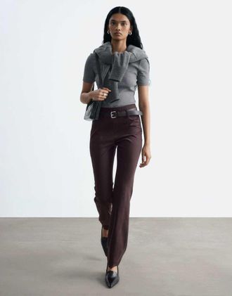 & Other Stories co-ord pantaloni slim in misto lana marrone cioccolato