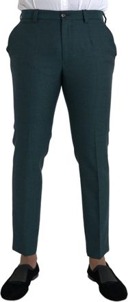Dolce & Gabbana Green Wool Skinny Slim Dress Mens Pants