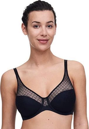 Chantelle Norah Chic Molded Bra Womens Bra Black : 40C, Nylon/Lace/Elastane
